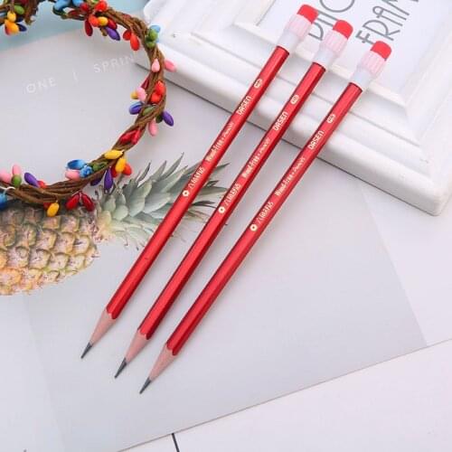 10pcs/lot HB Pencils Environmental Protection Wooden Pencil with Eraser Top Black Core Hexagon Pencils for Kids School Supplies