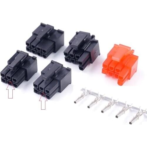 100 Sets GPU 4.2 mm 6 8 6+2 PIN Receptacle Plug Housing for PCI-E PCIe Graphics video card Power Connector Contact Metal Pins