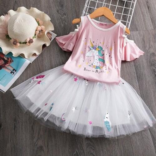 2021 Summer Baby Girl Clothes Unicorn Tutu Dress Children Fashion Clothing Princess Party Dresses for 3 4 5 6 7 8 Yrs Vestidos