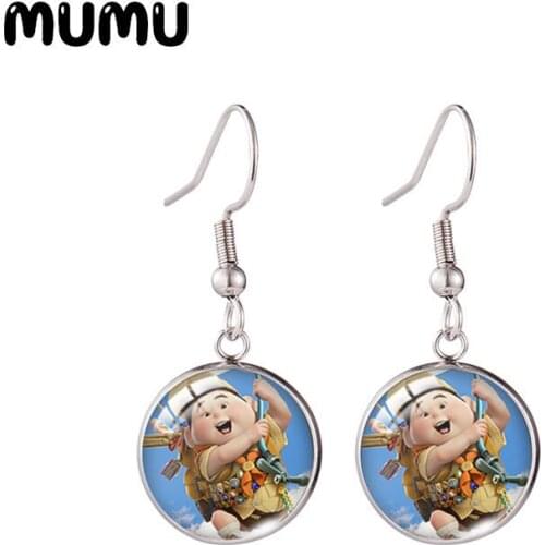 2021 New Up Travel Fish Hook Earring Funny Photo Round Jewelry Glass Dome Earrings Gifts Girl