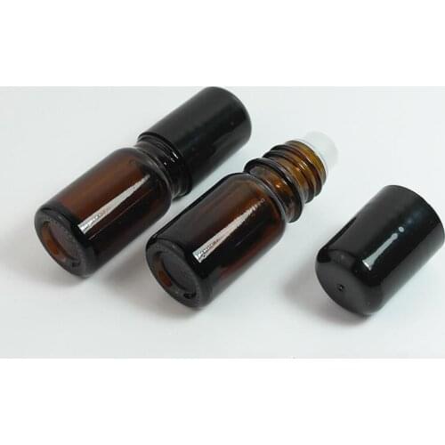 5ml Empty essential oils roll-on roller perfume bottle refillable deodorant containers with black lid LX5256