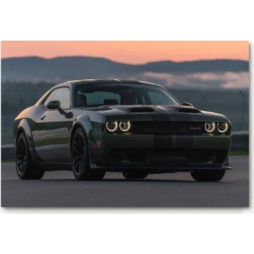 Challenger Muscle Car Roadster Vehicle Car Posters Canvas Paintings Car Pictures Wall Art for Living Room Home Decor (No Frame)