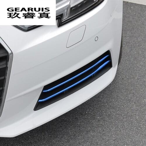 Car styling For Audi A4 B9 Head Front fog lamps covers grille slats lights Stickers decoration stainless steel auto Accessories