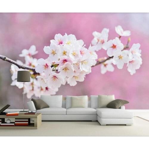 XUE SU Customized large mural wallpaper wall covering HD beautiful hand-painted pink peach blossom simple TV background wall