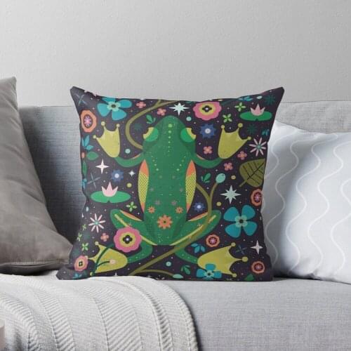 Botanical Frog Throw Pillow Cushion Cover Polyester throw pillows case on sofa home living room car seat decor 45x45cm