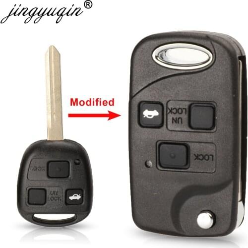 Jingyuqin Remote Car key Shell Fob 3 Buttons Pad For Toyota Celica Avensis RAV4 Prado Camry TOY47 Folding Flip Key Case Replace