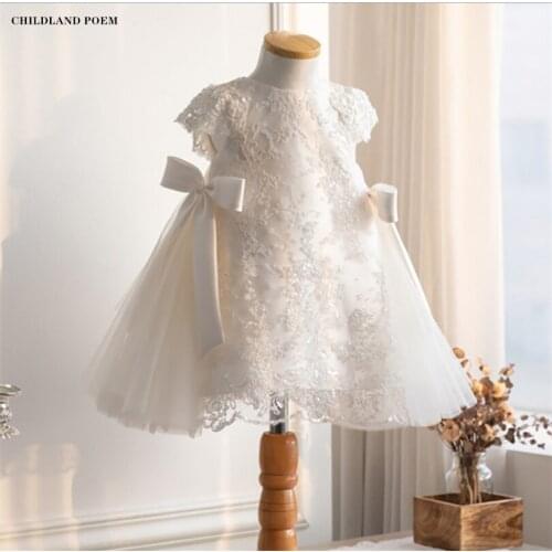 Kids Dresses For Girls Big Bow Lace Princess 1st Birthday Party Wedding Baby Girls Dress Toddler Baby Baptism Christening Dress