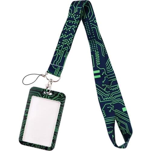 DZ1708 Chip Computer Motherboard Keychain Ribbon Lanyard for Keys ID Card Straps Hanging Rope Lariat Programmer Badge Holder