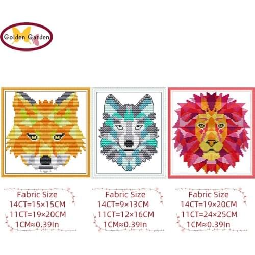 GG Abstract Animal Cross Stitch Embroidery Needlework Sets 11ct14ct Chinese Cotton Canvas Counted Cross Stitch for Home Decor