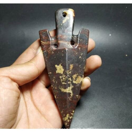 Hongshan Culture Jade Collection High Density Red Iron Meteorite Arrowhead Jade Pestle