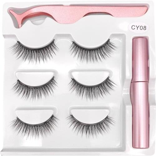 Magnetic Eyelashes 5 Magnets 3D Magnetic False Eyelashes 3 Pairs Handmade Natural Lashes Mink Faux Cils Magnétique with tweezers