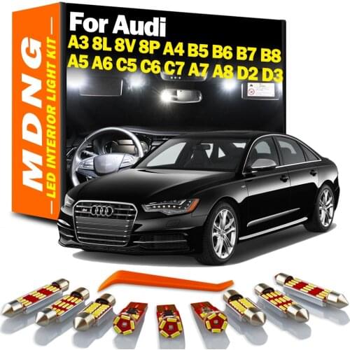 MDNG Canbus Car Lamps For Audi A3 8L 8V 8P A4 B5 B6 B7 B8 A5 A6 C5 C6 C7 A7 A8 D2 D3 Auto LED Interior Map Dome Trunk Light Kit