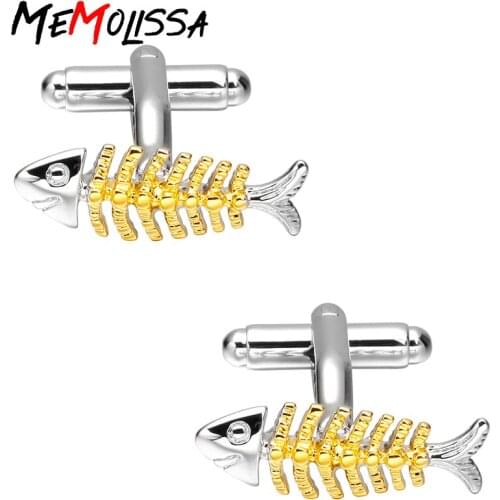 MeMolissa jewelry brand Fish Bone mens shirt cuff button cross round cufflinks for wedding gift button new products