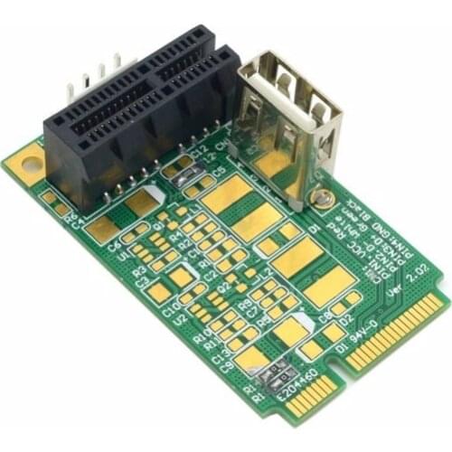 Mini PCI-E to PCI-E x1 pci Express 1X Extension Cord mini pcie to pcie Adapter Card with USB 2.0 Riser Card
