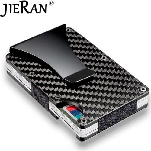Minimalist Carbon Fiber Credit Card Holder RFID Blocking Wallet Money Clip Business Card Holder Case Men Thin Slim Metal Wallet