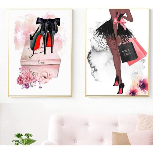 Fashion girl lipstick makeup high heels wall art diamond painting nordic rhinestone embroidery mosaic picture home/shopping deco