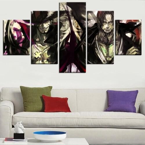 5 Piece Canvas Wall Art HD Print Frame Anime Poster Pirate King Character Painting Modular Picture Living Room Home Decoration