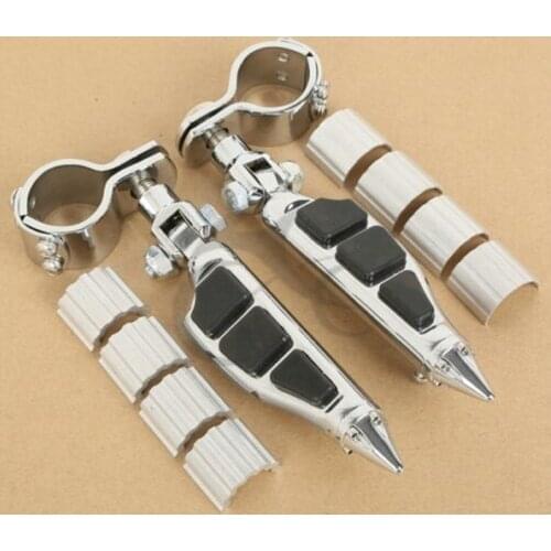 Motorcycle Chrome Stiletto Foot Pegs & Clamps For KAWASAKI VULCAN VN 400 800 900 1500 2000 YAMAHA V-STAR XVS 1300 650 950 1100