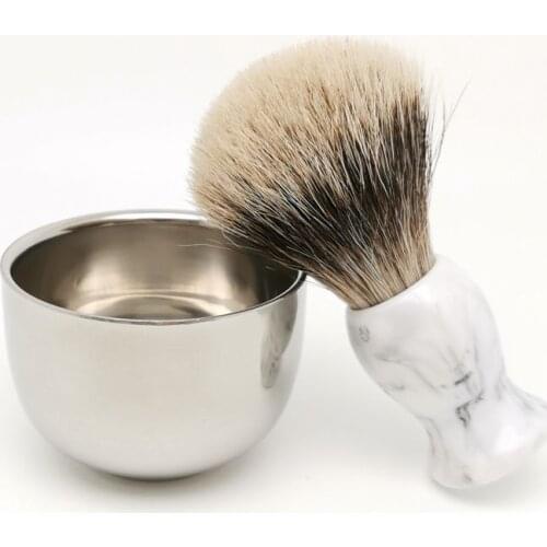 TEYO Two Band Silvertip Finest Badger Hair Shaving Brush and Shaving Cup Set Include Perfect for Man Wet Shave Cream Razor Tools