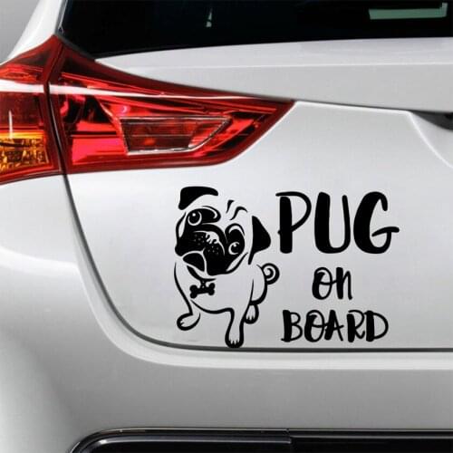 Cute Pug on Board Stickers on The Car Vinyl Car Decal Custom Window Door Wall Sticker Waterproof Sunscreen Anti-UV Apply To Car