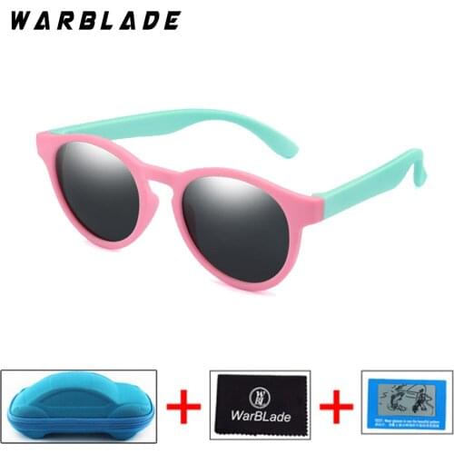 WarBLade 2020 Kids Sunglasses Polarized Boys Girls Round Sun Glasses with Car Case UV400 Child Sunglass Eyewear Silicone Eyewear