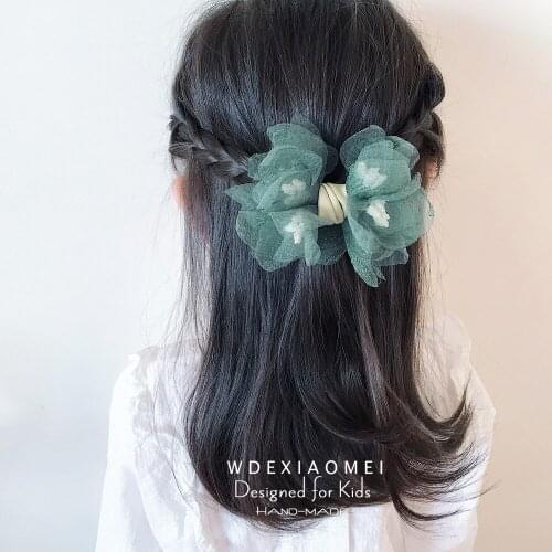 Hair clip Children Headwear Hairpins Fashion headdress flowers Gauze Bowknot Hair pin Barrettes Hair Accessories for Woman Girls