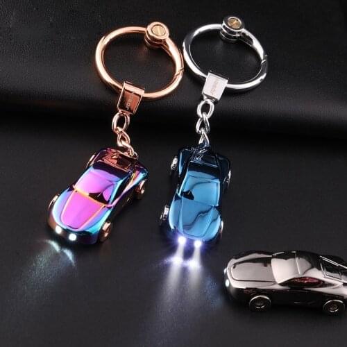 New arrivals Car KeyChain Car Shape Keyring With Led Light Key Ring Holder Key Chain Keyring Pendant Key Holder Car Accessories