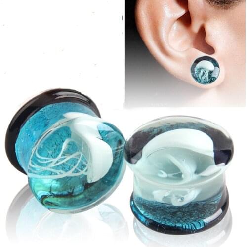 New Style Green Clear Jellyfish Ear Plug Tunnel Earring Body Jewelry for Girl 8mm-16mm Free Shipping