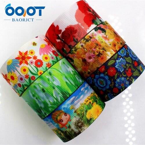 OOOT BAORJCT 175237 , 25MM flowers Series Printed grosgrain ribbon, DIY handmadeHair accessories Material wedding gift wrap