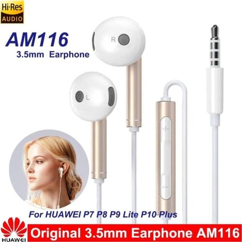 Original Huawei Honor AM116 Earphone Metal With Mic Volume Control For HUAWEI P10 P9 P8 P7 Lite P10 Plus Honor 6X 5X Mate 9 8 7