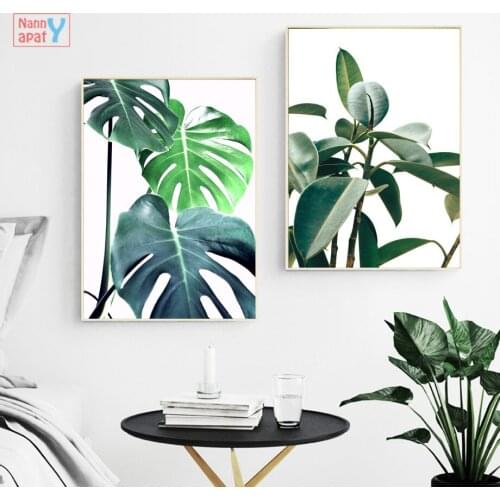 Green Plant Posters and Prints Tropical Monstera Leaf Nordic Art Canvas Painting Scandinavian Wall Pictures Living Room Decor