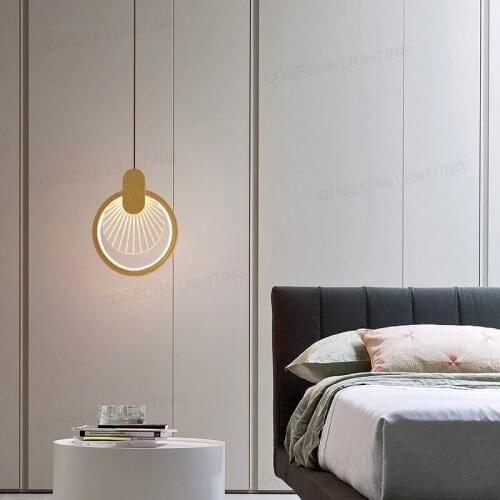 Bedroom bedside chandelier modern minimalist single head personality porch corridor long line small chandelier Nordic creative
