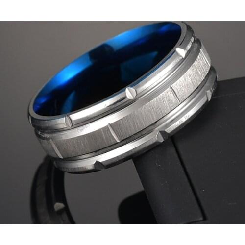 Wide Ring Frosted Blue Silver Color Stainless Finger Rings Women And Mens Thumb Big Round Matting Korean Ring