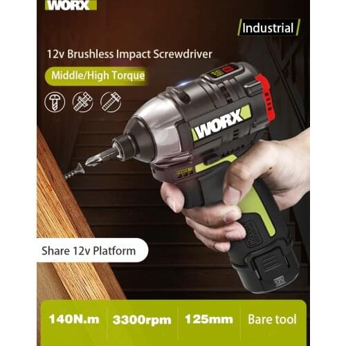 WORX 12V Brushless motor Cordless electric Impact Screwdriver WU132 140Nm Adjust Torque professional tool MultI Function