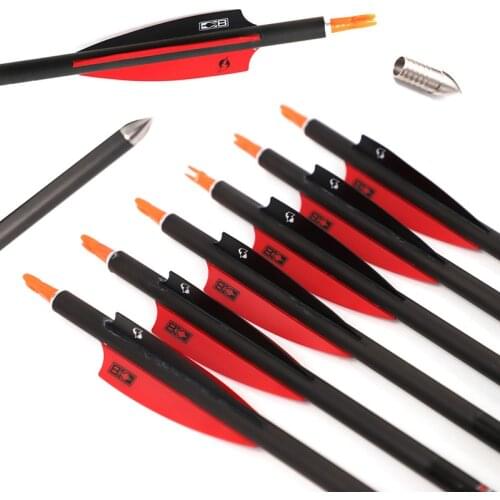 12pcs 32inch Spine 200 250 300 350 Carbon Arrow ID 9.8mm For Recurve Compound Bow Indoor Shooting