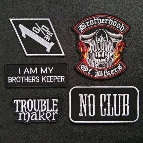 5Pcs Skull Patch Stickers Iron On Punk Rock Patch Biker Cheap Embroidered Patches For Clothes Badges