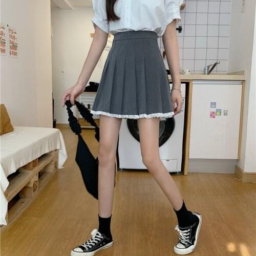 Summer Kawali Chiffon Pleated Skirts Women Sweet High Street Y2k Ruffled Mini Skirt Female Sexy Lolita Party Fairy Skirt 2021