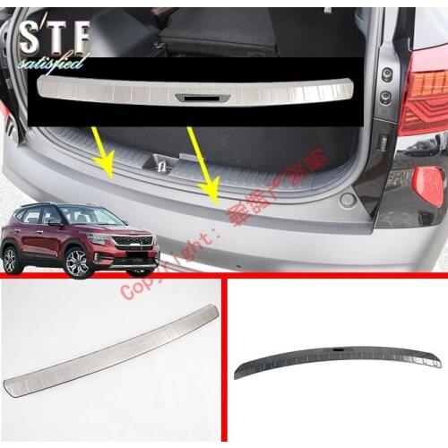 Stainless Steel Rear Bumper Protection Outside Trunk Sill Decorative Plate Pedal For KIA Seltos 2019 2020