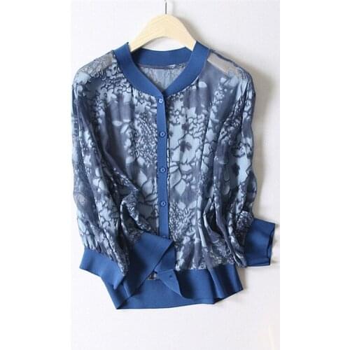 100%silk spliced women fashion printed short cardigan coats summer outwears thin jackets 2color one&over size