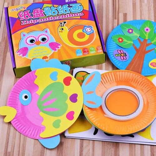 10pcs/set DIY Children 3D handmade Cartoon plate sticker material kit Whole set Kids kindergarten school art craft educational