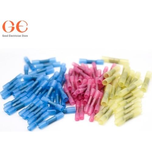 100PCS Waterproof Insulated Heat Shrink Butt Wire Connector Crimp Terminals Soldered Sleeve Splice Terminal connectors set
