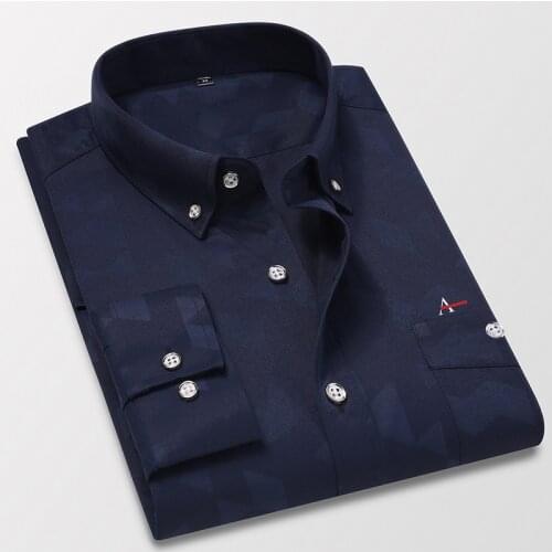 2021 New Cotton Aramy Camisas Men printing Plaid Shirt Long Sleeve Regular Fit Men Stripe top grade cotton Shirts Mens Dress