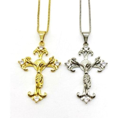 5pcs/lot Religion Jewelry Jesus Piece Cross Pendant Necklace