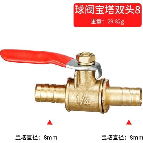 Red handle small Valve 6mm-12mm Hose Barb Inline Brass Water Oil Air Gas Fuel Line Shutoff Ball Valve Pipe Fittings
