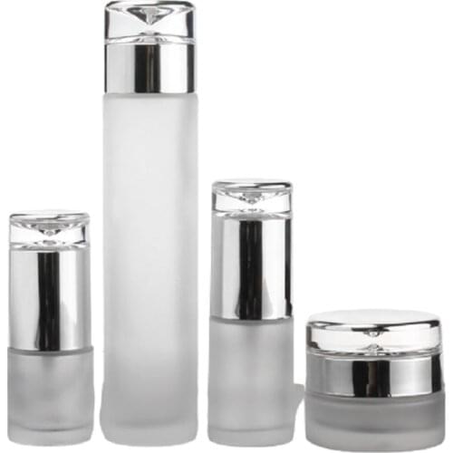 30G 50G Cream Jar Empty Toner Spray Atomizer Lotion Pump Cosmetics Packaging 20/30/40/60/80/100/120ml Frost Glass Bottle 8pcs