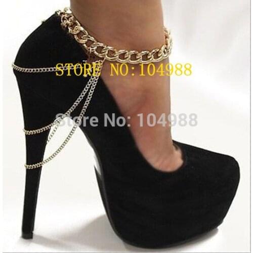 FREE SHIPPING L65 Fashion Shoe Anklet Chains Three Layers Heels Boots Jewelry Gold or Silver Color