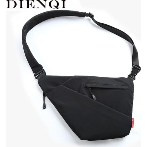 DIENQI Waterproof Men One Shoulder Bag Husband Anti-theft Male Travel Phone Sling Bag Black Belt Crossbody Side Bag For Men 2021