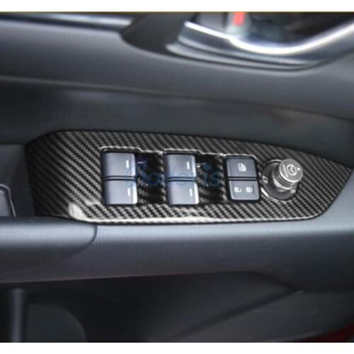 For Mazda CX-5 CX5 2017 2018 2019 Interior Carbon Fiber Look Door Armrest Panel Window Switch Lift Buttons Cover Trim Sticker