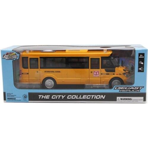 School Bus Toy Die Cast Vehicles Yellow Large Alloy Pull Back 9'' Play Bus with