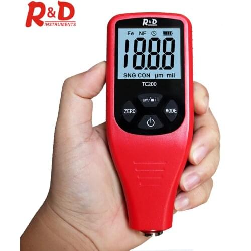 R&D TC200 Car Paint Coating Thickness Gauge 0.1um/0-1500 Film Thickness Tester Measuring FE/NFE Russian Manual Paint Too Red